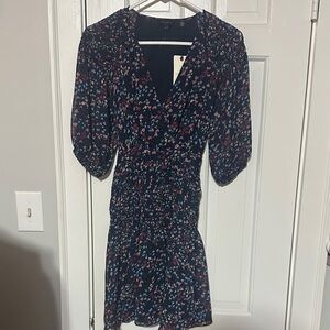 Ted Baker blue heart design smock panel wrap dress